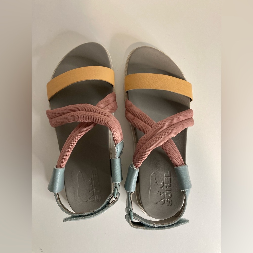 Sorel Roaming Decon Pastel Sandals Womens 6 Crushed Blue Chrome Grey NL4095-461